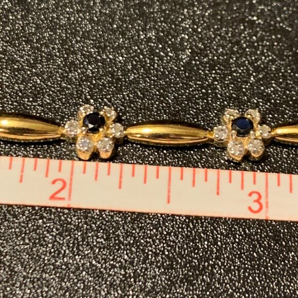 18K Yellow Gold Plated 0.14 CTW Diamonds and 1.05 CTW Black Sapphire Bracelet - Picture 3 of 7